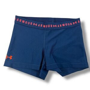 Under Armour HeatGear Compression Shorts Womens Large Blue Running Workout